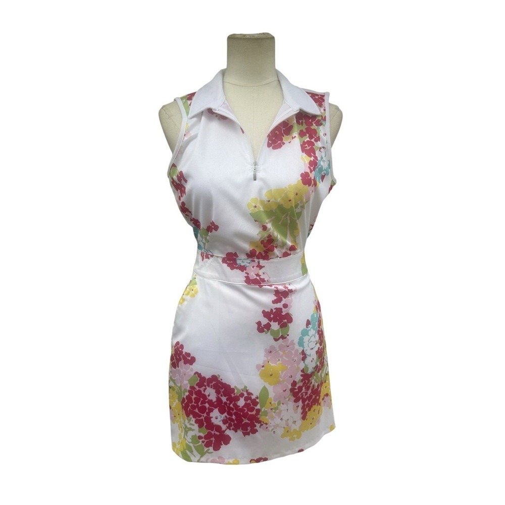 IZOD Golf Floral Sleeveless Polo & Skirt Set Womens M Top 10 Skort NWT